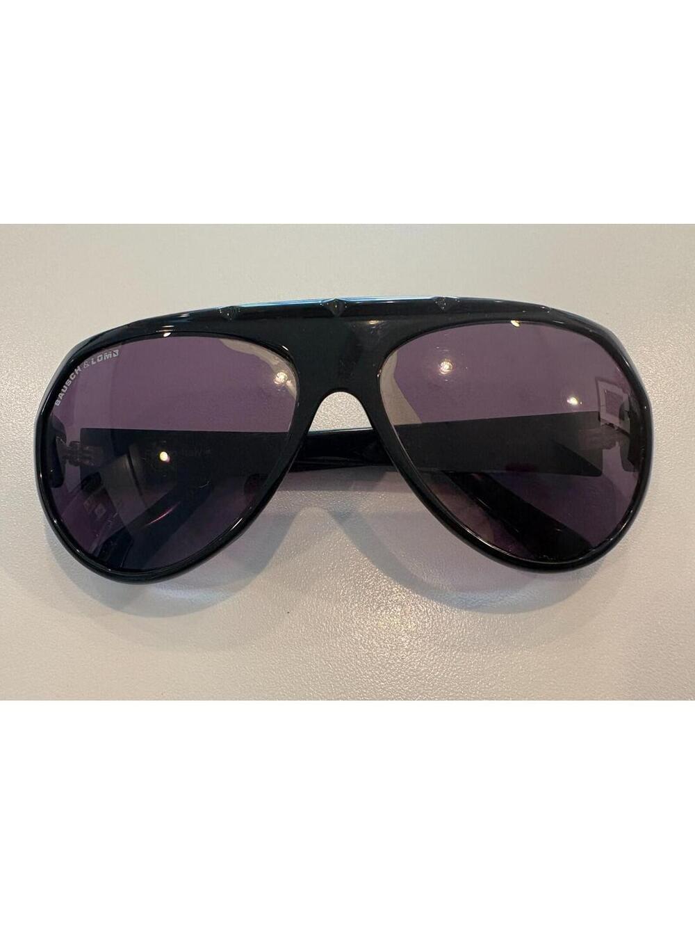 Vintage Bausch & Lomb Wings W0582 Sunglasses Black Shield Frame Italy